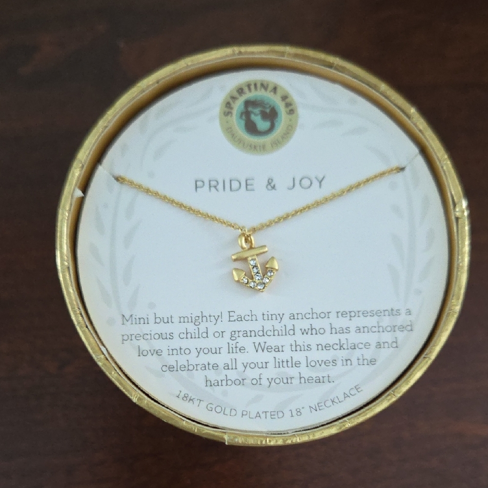 Spartina 449 Gold Anchor Necklace with Sparkling Accents